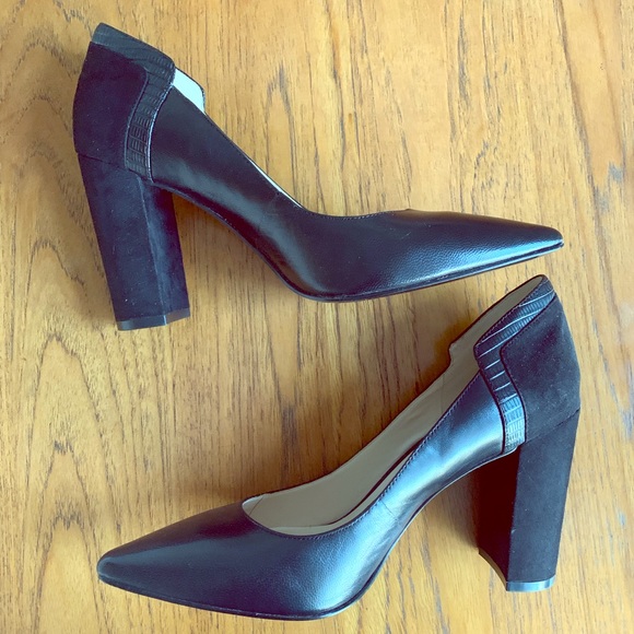 nine west block heel pumps